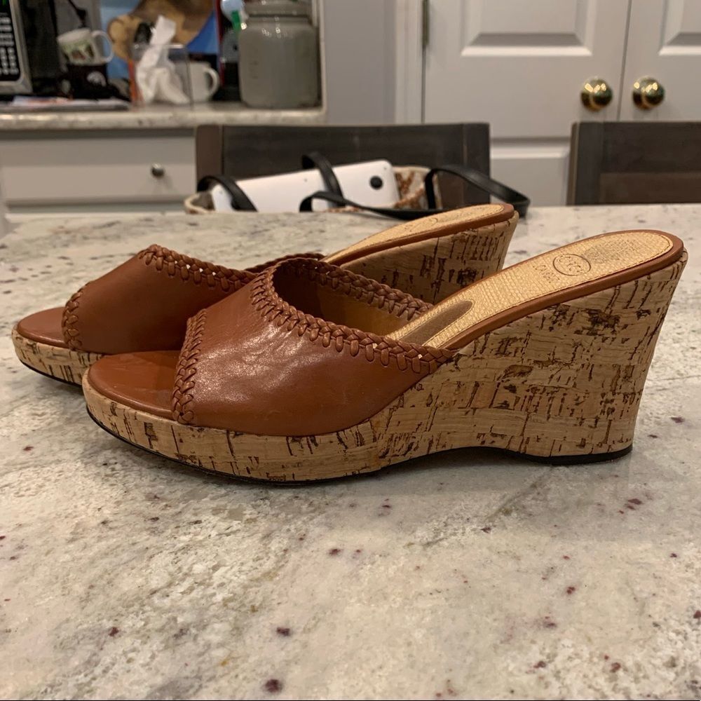 Circa Joan & David Leather & Cork Wedges sz 9